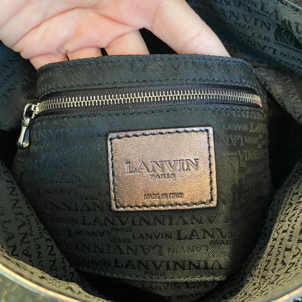 $1025 LANVIN PARIS Convertable Clutch Thick Buttery Leather Metallic Bag - Picture 11 of 16